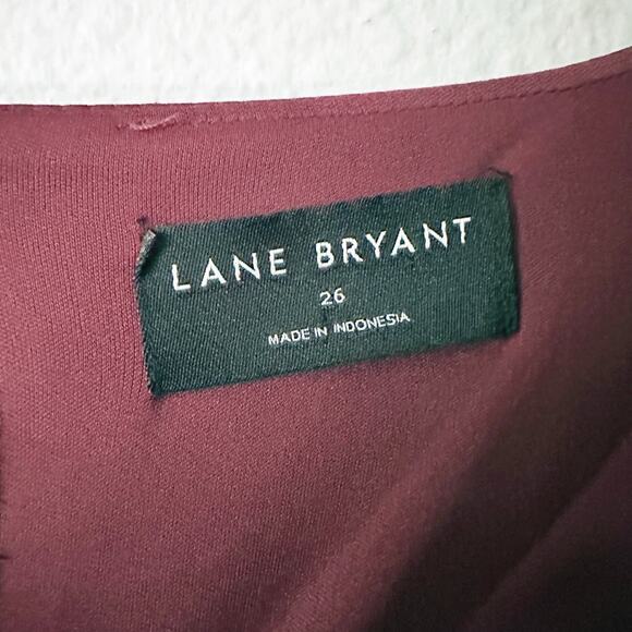 Lane Bryant Short‎ Sleeve Burgundy Draped Midi Dress women's plus size 26 - Picture 7 of 14